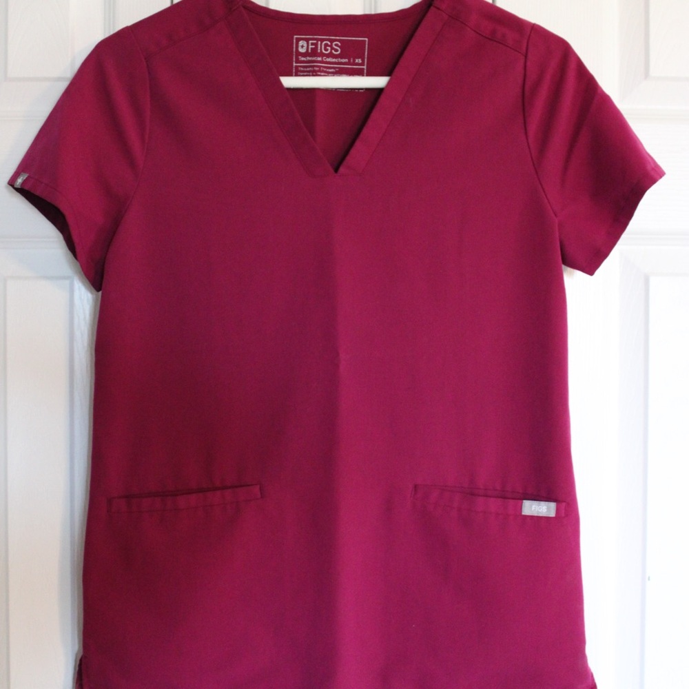 Figs Dark Magenta Catarina Scrub Top